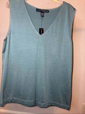 Ellen Tracy V-Neck Strech Silk Tank Top in “Willow”